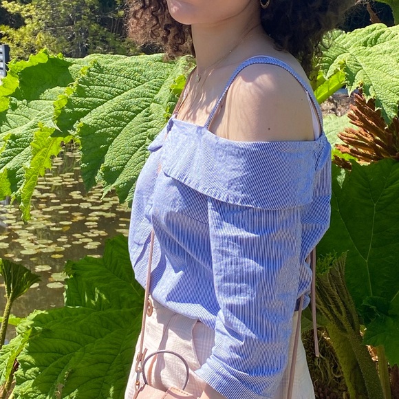 Off-shoulder striped cotton top - Picture 2 of 2